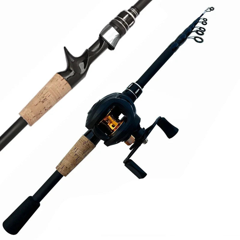 Kit de Pesca Pro Fishing: Carretilha BlackThunder 8KG Drag + Vara Telescópica (OFERTA EXCLUSIVA DE NATAL]