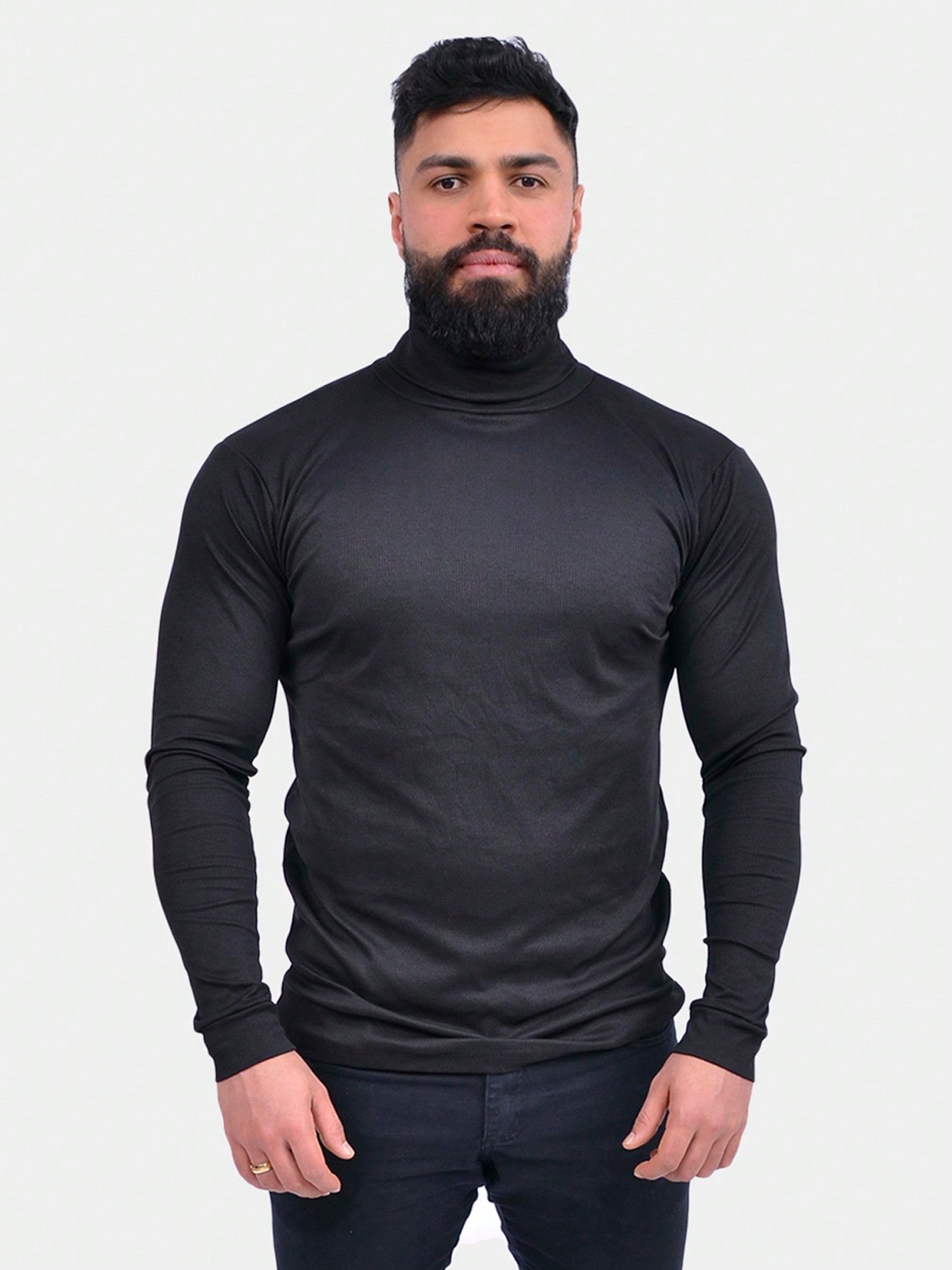 Suéter Masculino Canelada Ribana Gola Alta
