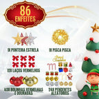Kit 3 em 1 Natalina: Árvore De Natal 1,50m Decorada + 86 Enfeites e Pisca Pisca LED