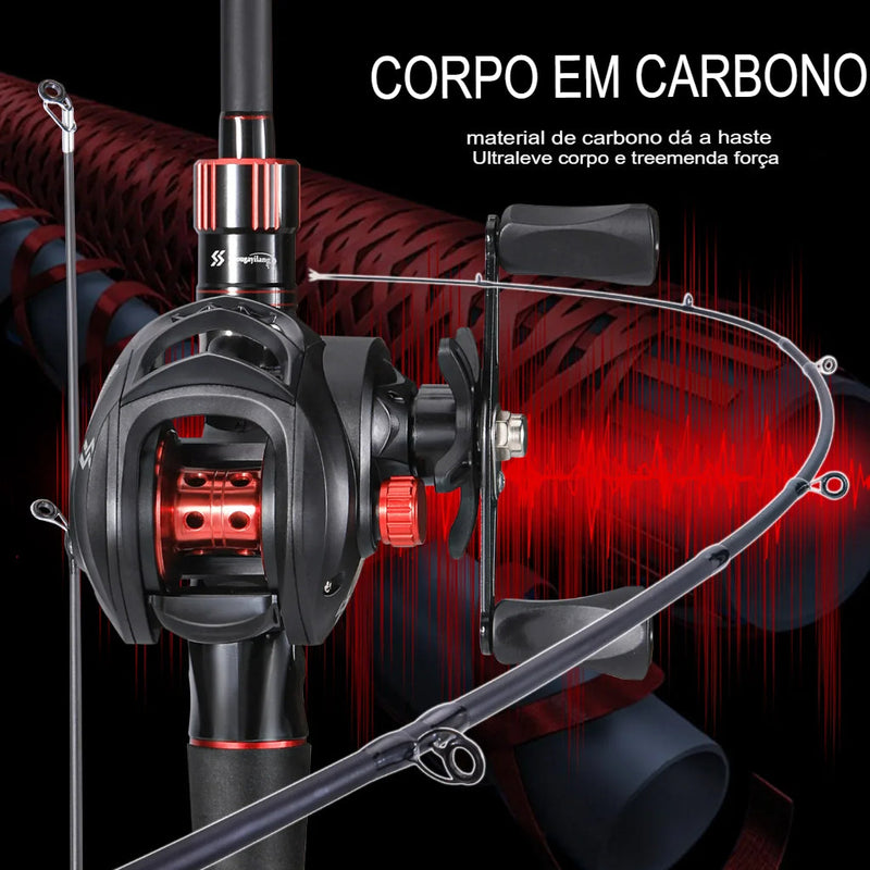 Kit de Pesca Profissional: Carretilha RedMax 10KG Drag + Vara de Carbono + Brinde Exclusivo [OFERTA EXCLUSIVA NATAL]