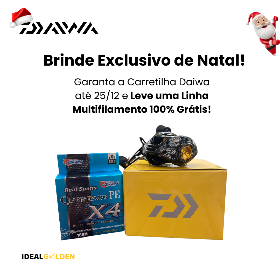 Carretilha de Pesca Daiwa 7.2:1 Anti Cabeleira + Linha de Pesca Mutlifilamento [OFERTA ESPECIAL DE NATAL]