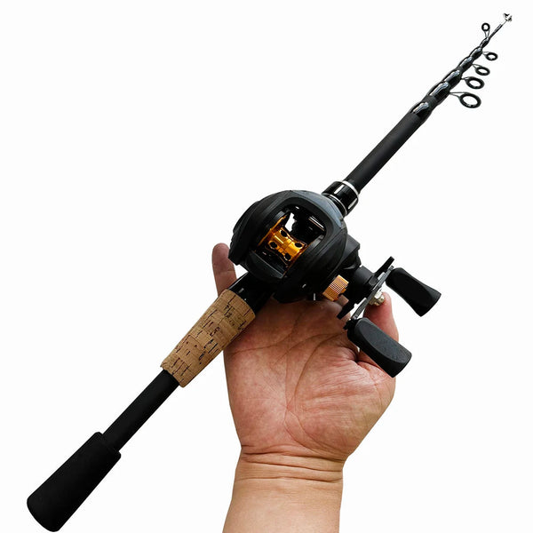 Kit de Pesca Pro Fishing: Carretilha BlackThunder 8KG Drag + Vara Telescópica (OFERTA EXCLUSIVA DE NATAL]