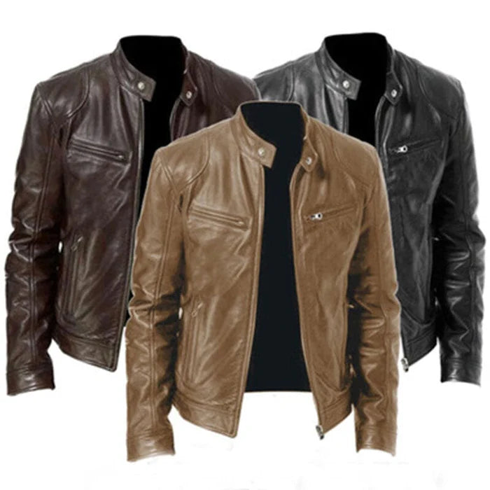 Jaqueta De Couro Masculina Elegante Resistente Luxo