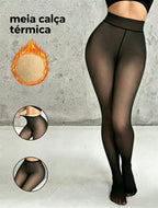 Meia Calça Térmica Veludo Inverno | Preta Translúcida