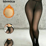 Meia Calça Térmica Veludo Inverno | Preta Translúcida