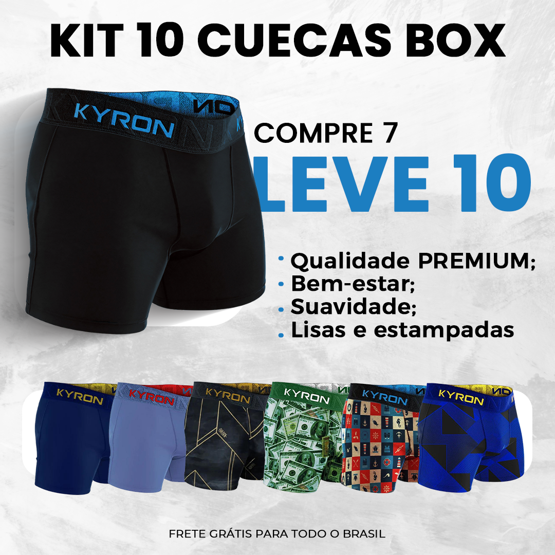 Kit Cuecas Box Boxer de Microfibra (COMPRE 7 E LEVE 10)