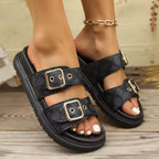 Sandália Feminina Plataforma Fivela Metal Antiderrapante