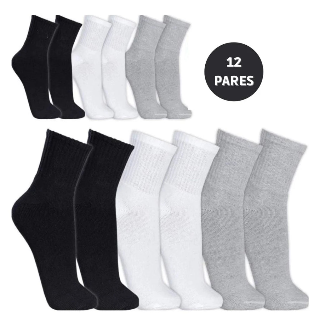 Kit 12 Pares de Meias Cano Alto - lojaidealgolden