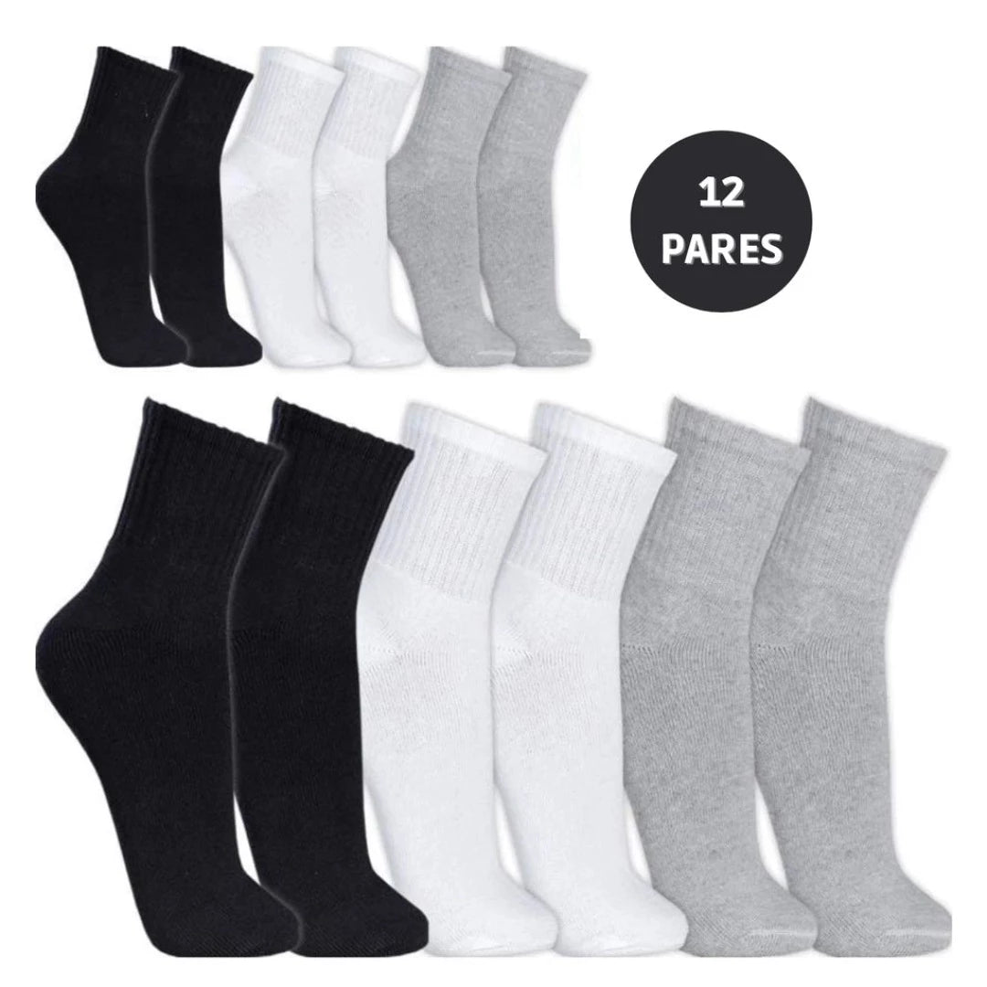 Kit 12 Pares de Meias Cano Alto - lojaidealgolden