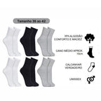 Kit 12 Pares de Meias Cano Alto - lojaidealgolden