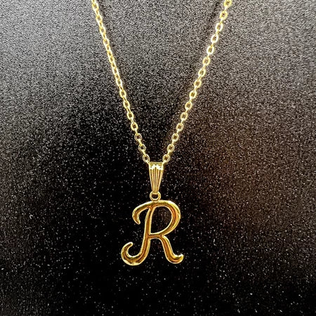 Colar De Letra Inicial 100% Dourado Premium