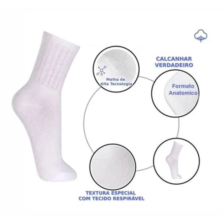 Kit 12 Pares de Meias Cano Alto - lojaidealgolden