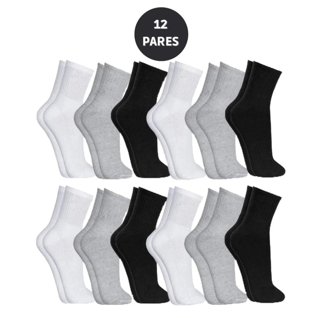Kit 12 Pares de Meias Cano Alto - lojaidealgolden