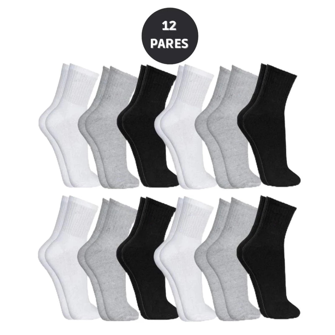 Kit 12 Pares de Meias Cano Alto - lojaidealgolden