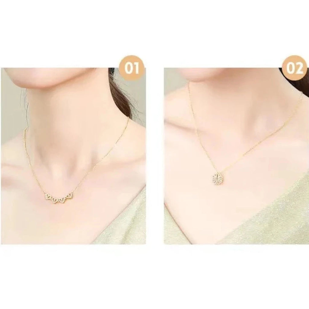 Colar De Luxo Feminino Com Caixa De Flores artificial Quatro Folhas