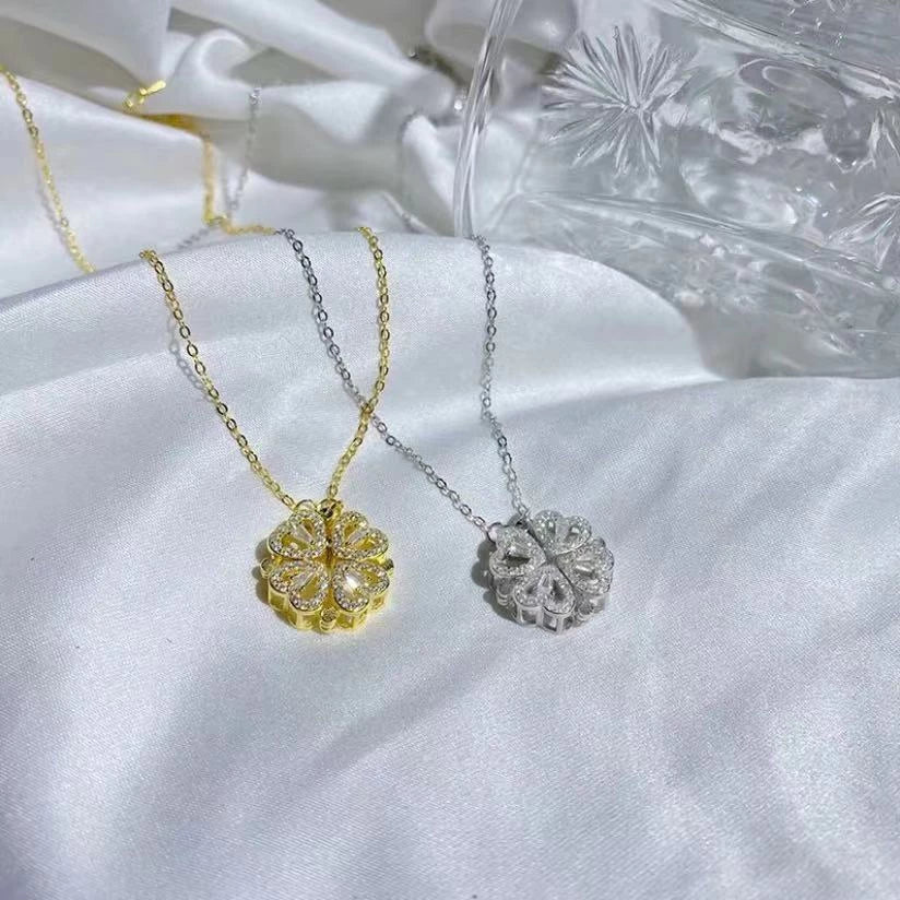 Colar De Luxo Feminino Com Caixa De Flores artificial Quatro Folhas