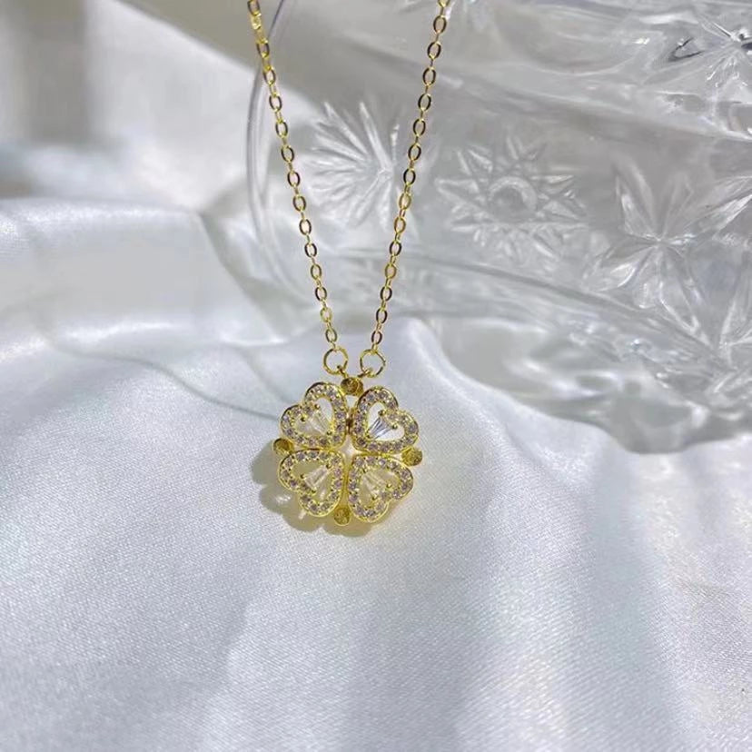 Colar De Luxo Feminino Com Caixa De Flores artificial Quatro Folhas