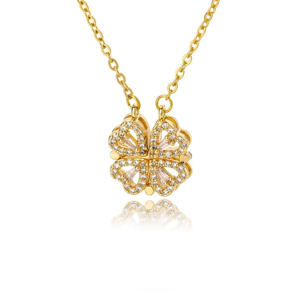 Colar De Luxo Feminino Com Caixa De Flores artificial Quatro Folhas