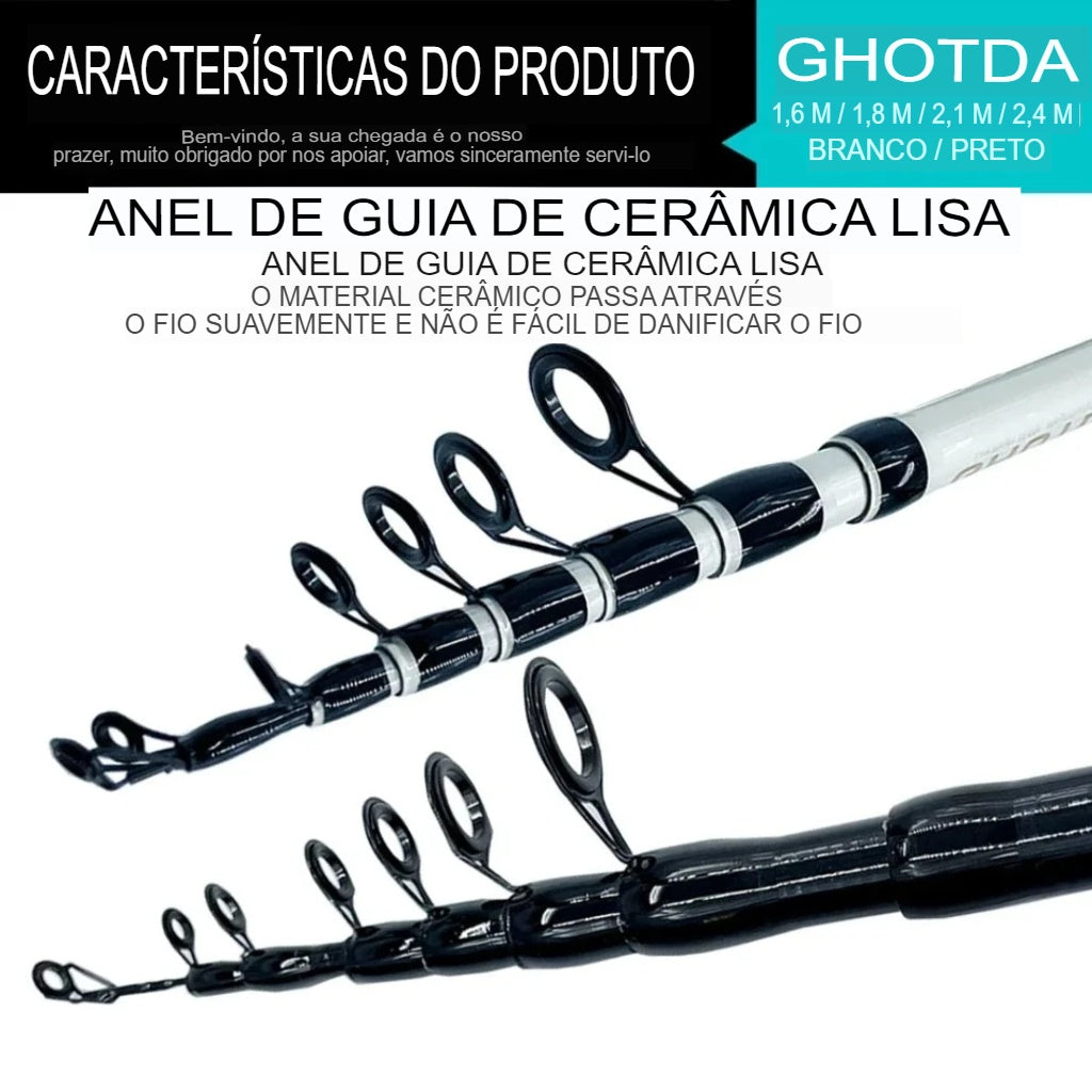 Kit Pesca Economico Vara Fibra de Carbono + Molinete Profiddional