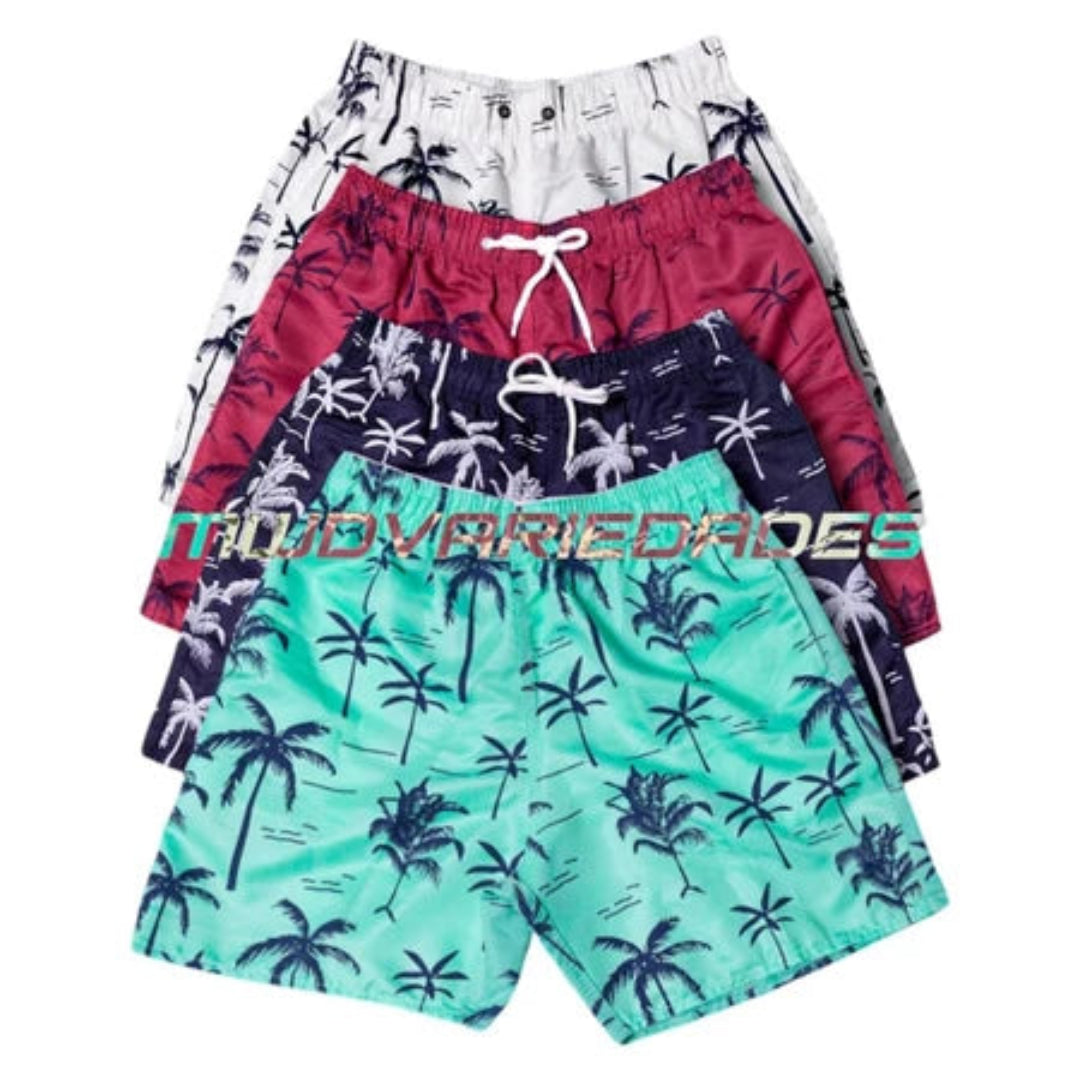 KIT 3 Short Tactel Grosso Masculino Mauricinho Adulto Surf Praia Piscina Secagem Rápida Academia Bermuda Verão