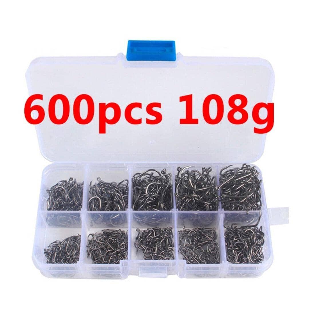 400/500/600/1000 Peças de Anzol de Aço de Carbono Para Rios, Lagos, Pesqueiros, Mar pesca lojaidealgolden 600pcs 