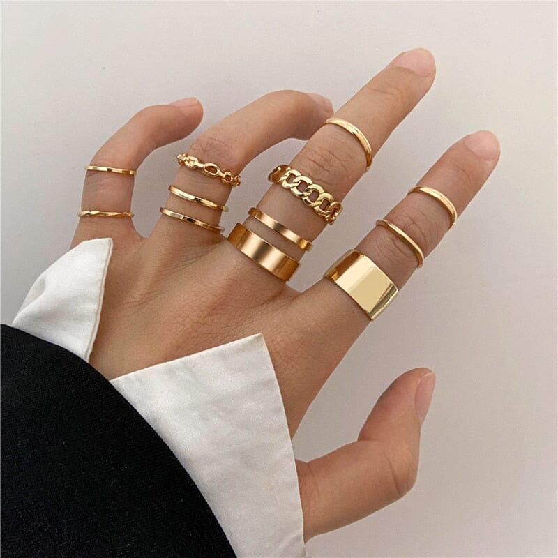 Conjunto de Anéis Coleção 2023 0 lojaidealgolden Modelo 9 