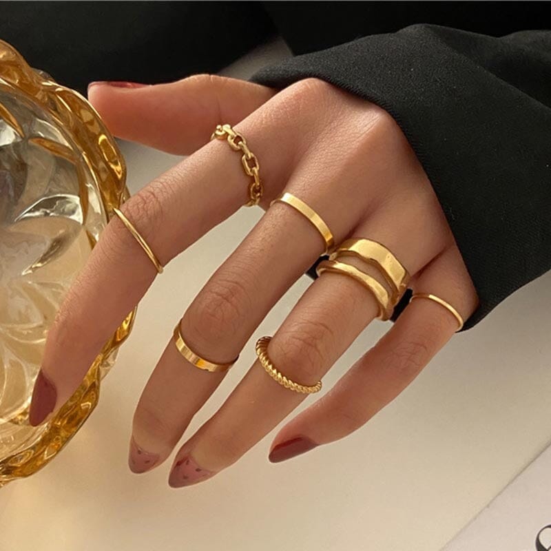 Conjunto de Anéis Coleção 2023 0 lojaidealgolden Modelo7 