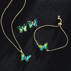 KIT Colar Pulseira e Brincos 3 Peças Jóias Romântica Borboleta de Vidro Varias Cores. 0 lojaidealgolden 