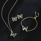 KIT Colar Pulseira e Brincos 3 Peças Jóias Romântica Borboleta de Vidro Varias Cores. 0 lojaidealgolden conjunto branco 