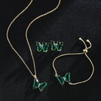 KIT Colar Pulseira e Brincos 3 Peças Jóias Romântica Borboleta de Vidro Varias Cores. 0 lojaidealgolden conjunto verde 