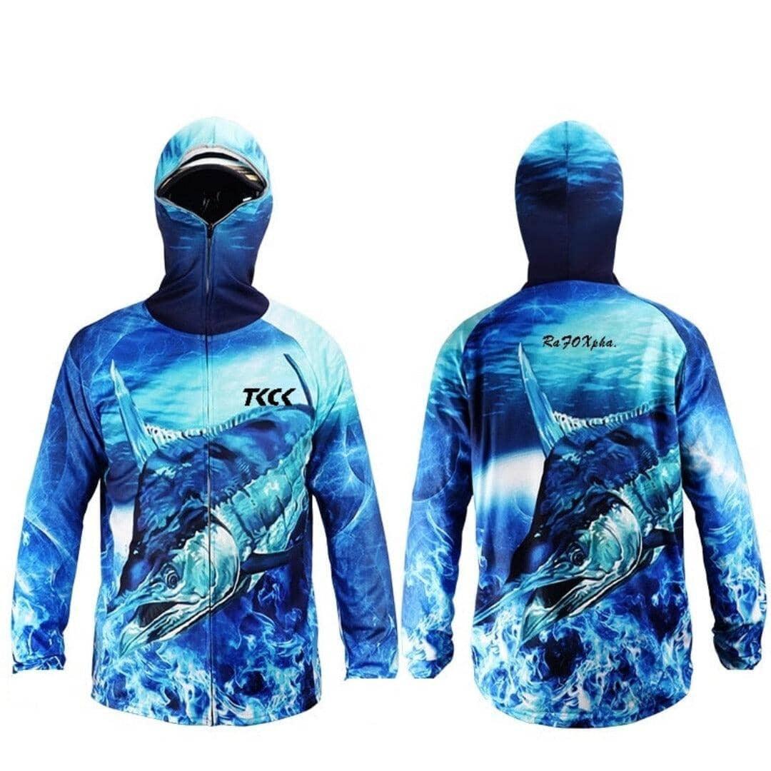 Roupas de pesca Com Capuz anti-uv secagem rápida, ventilação e protetor solar de mangas compridas, Designer Gráfico inovador, e Conforto Total 0 lojaidealgolden S Azul 